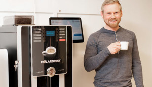 Timebanken med ferdig kaffemaskin